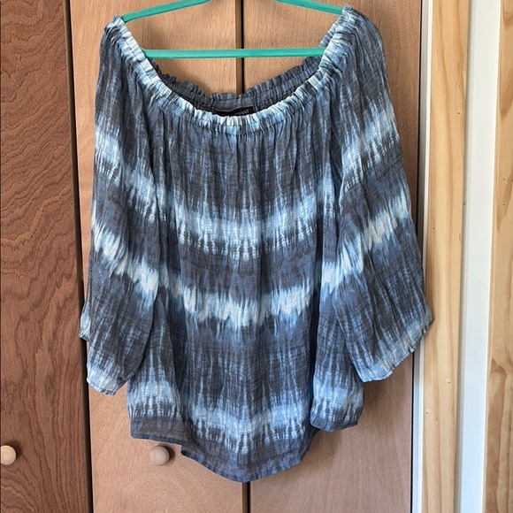 Lane Bryant Shades of Blue Breezy Blouse size 18/20 can be worn on/off shoulders - Picture 1 of 5